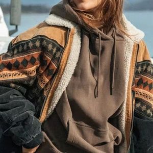 Oversized Printed Fleece Bomber Jacket